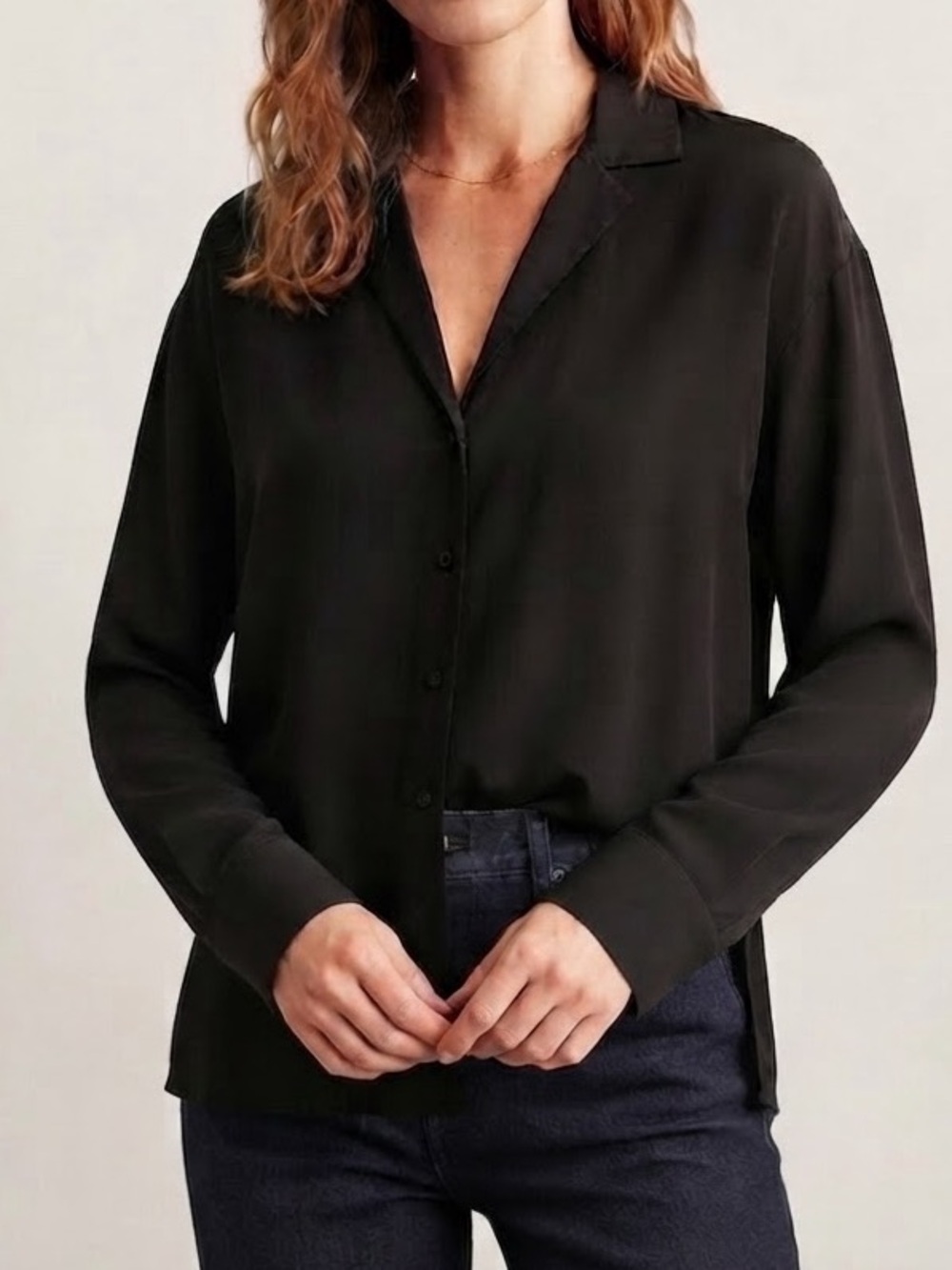 COS Sz 4 Black Minimalist Classic Business Casual Button Down Blouse